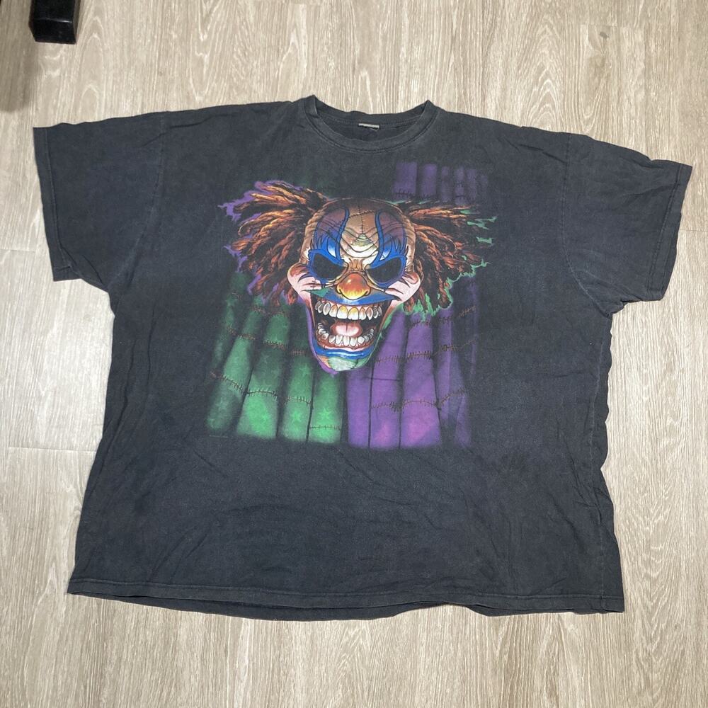 Clown Shirt 6XL 00s Liquid Blue Insane Evil Clown Circus Skull Y2k Tee
